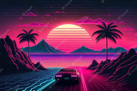 80s retro sunset